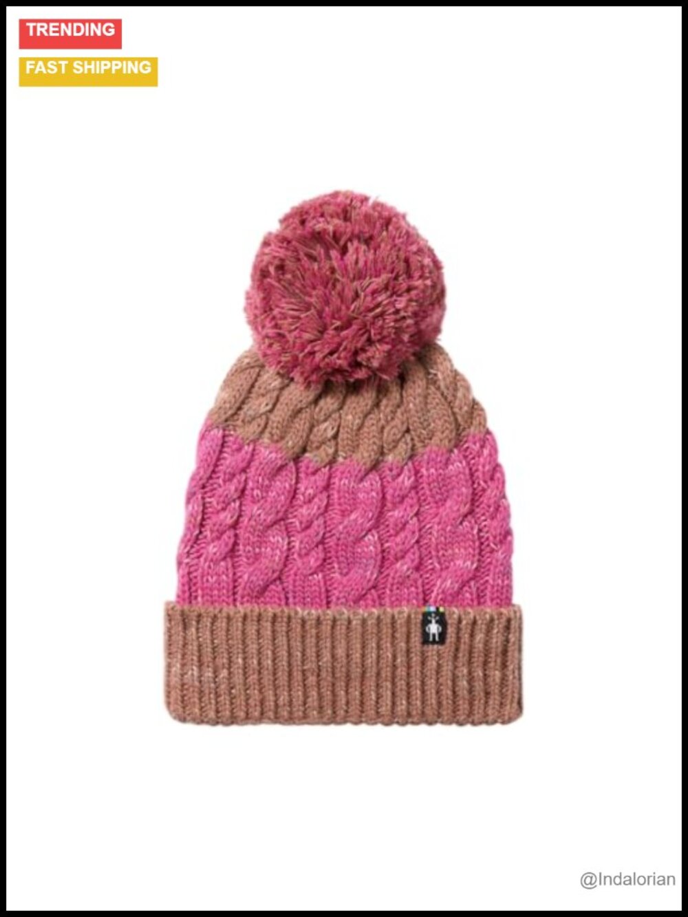 Heavy Cable Knit Ribbed Cuff Pom Pom Winter Beanie Hat